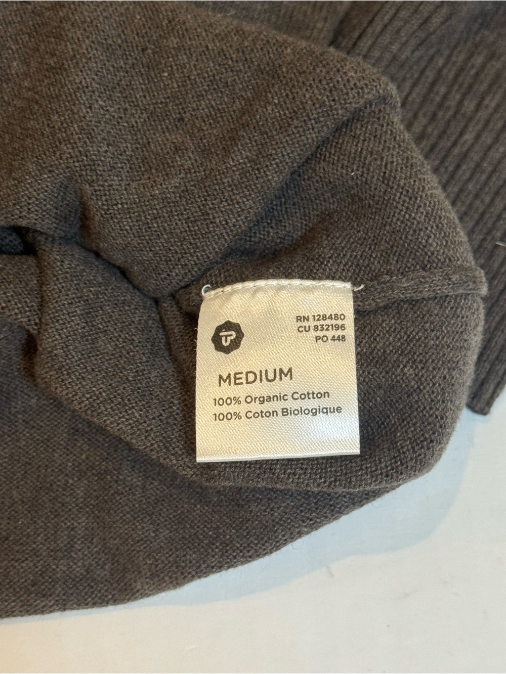 PACT Organic Cotton Crewneck Sweater Womens M Oatmeal Brown Minimalist Capsule - Picture 7 of 9